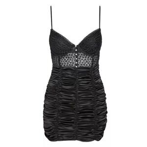 For Love and Lemons Corset Floral Satin Rouched Mini Dress Size Small